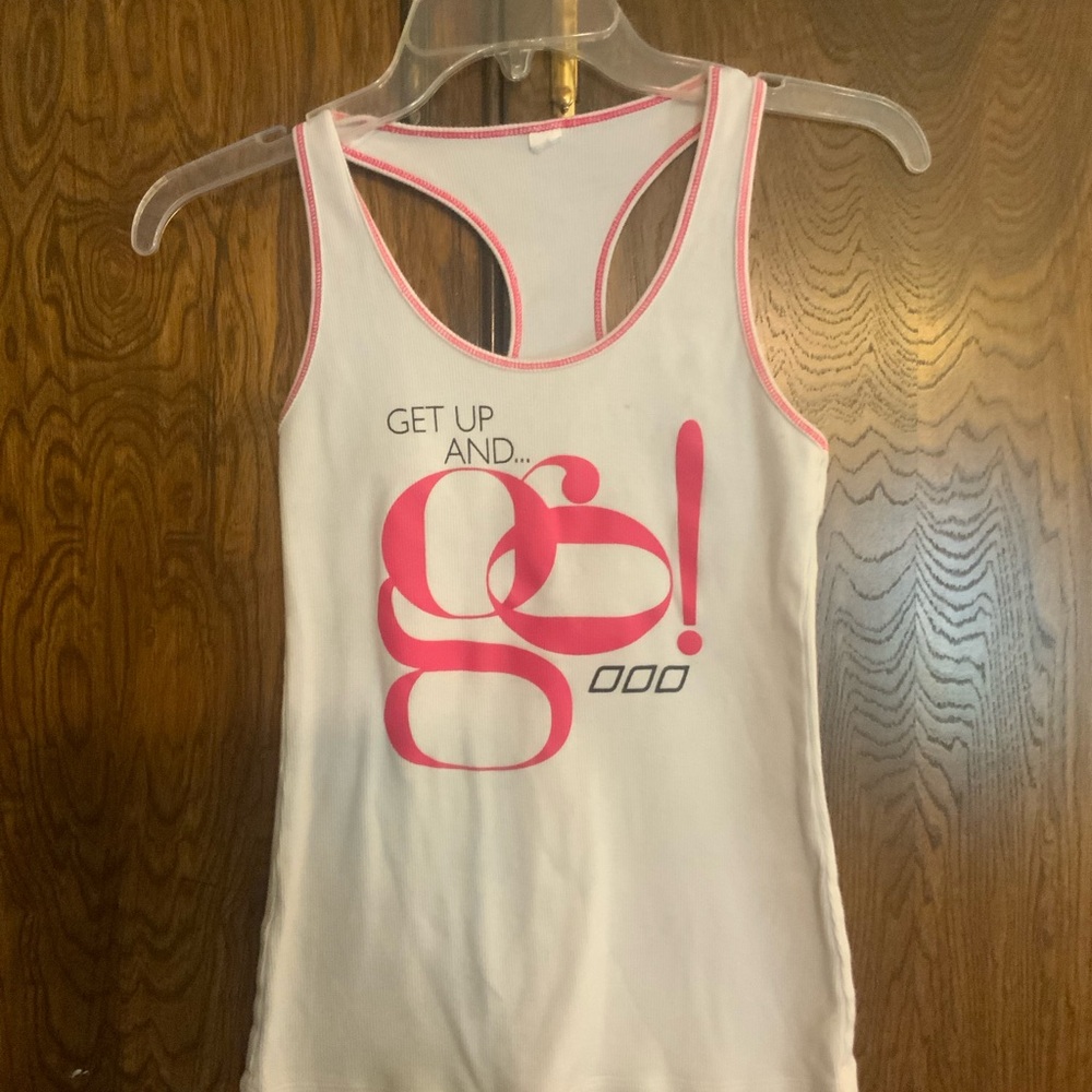 Lorna Jane White Tank with Pink Trim